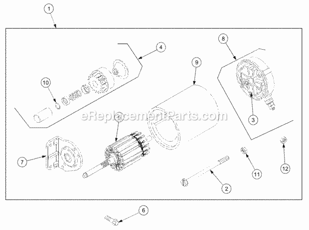 Electric Starting Motor Diagram and Parts List for GT2521-48 13A-278M710 Cub Cadet Lawn Tractor